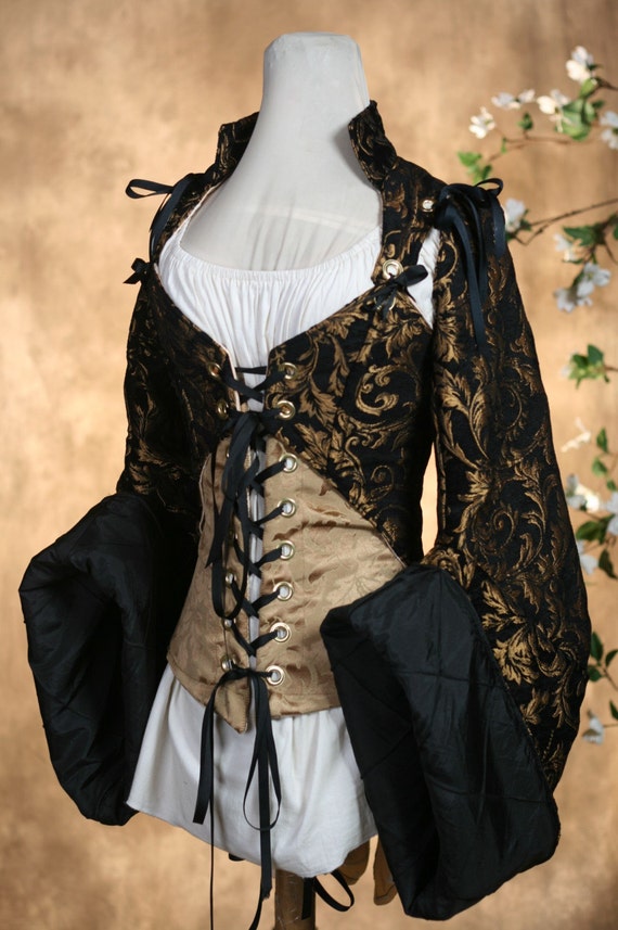 Items similar to Black and Gold Pirate Coat Corset Set on Etsy