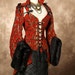 Waist 35-37 Red with Gold Vine Corseted Pirate Coat