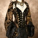 Reserved for Gretchen--B44W36 Black with Gold Medallion Buccaneer Coat with Sleeves