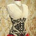 Waist 42-44 White with Black Medallion Torian Corset