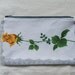 vintage linen purse- yellow and grey rose pattern