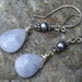 Blue Lace Agate Earrings, Handcrafted Sterling Silver Wire Wrapped Dangles