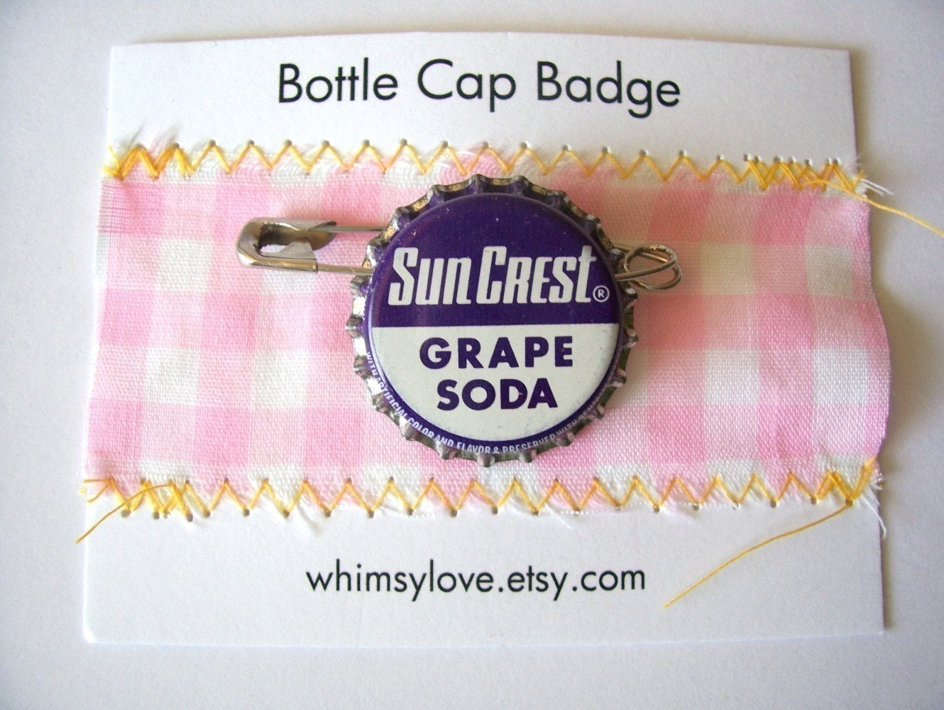 Vintage Grape Soda Bottle Cap Badge by WHIMSYlove on Etsy