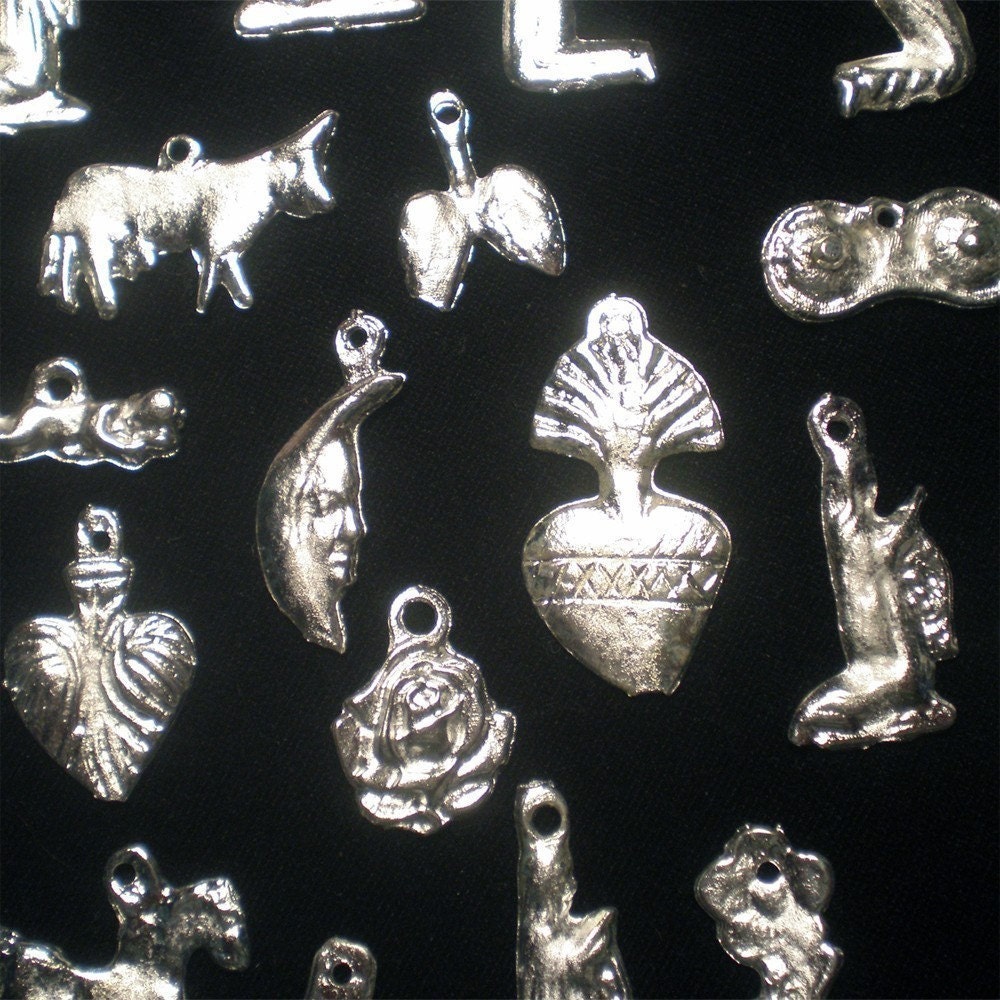 Lot of 50 Mexican religious altar milagros charms for jewelry