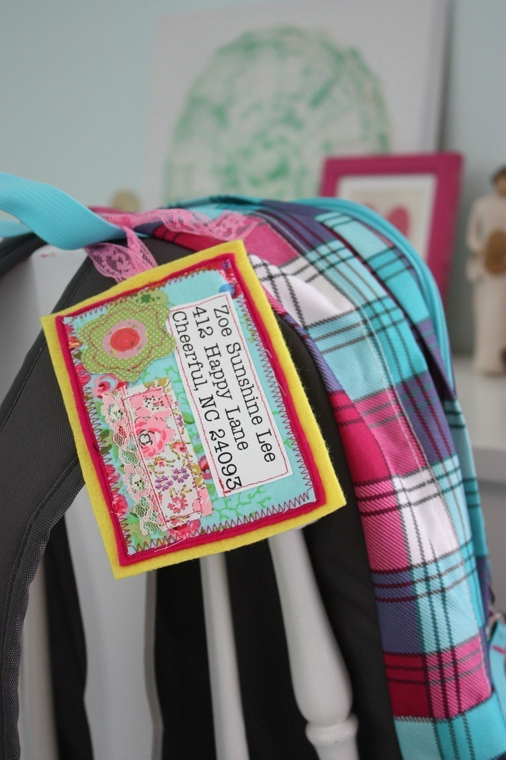 Personalized That's Mine Pretty Fabric Name Tag