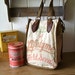 Lifetyme Field Seeds, Peoria, Illinois- Vintage Seed Sack Shopper Tote - Americana OOAK Canvas & Leather Tote