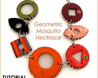 Polymer clay tutorial, polymer clay JEWELRY tutorial, Necklace, Beads | "Mosquito" Technique, Mesh,Chic, Original | 14 pages PDF | Vol 14