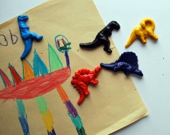 Dinosaur Molded Crayons Made from Recycled Crayons