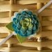 Wool Felt Flower Clip or Skinny Elastic Headband - Peacock