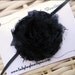 Shabby Chiffon Rosette Flower on a Skinny Elastic Headband - Black