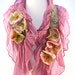 Nuno Felt Scarf Pink Blossoms Merino Silk Ruffle Scarf - Katsara original