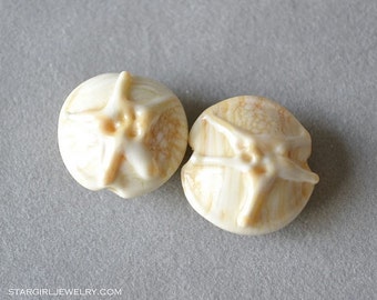 Sand dollar glass beads...handmade lampwork by Marianna