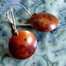 Modern Copper Patina Earrings, EARTH and RUST, Size Medium Discs on Handmade Sterling Silver Ear Wires - READY To Ship