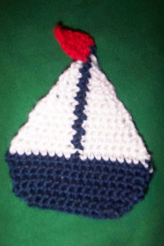 Crochet applique sailboat pattern by sillygeesedesigns on Etsy