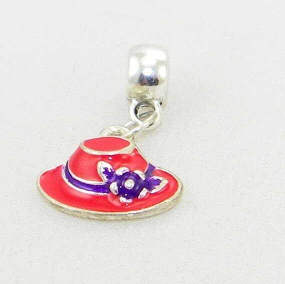 Red hat dangle charm bead for Pandora style bracelet