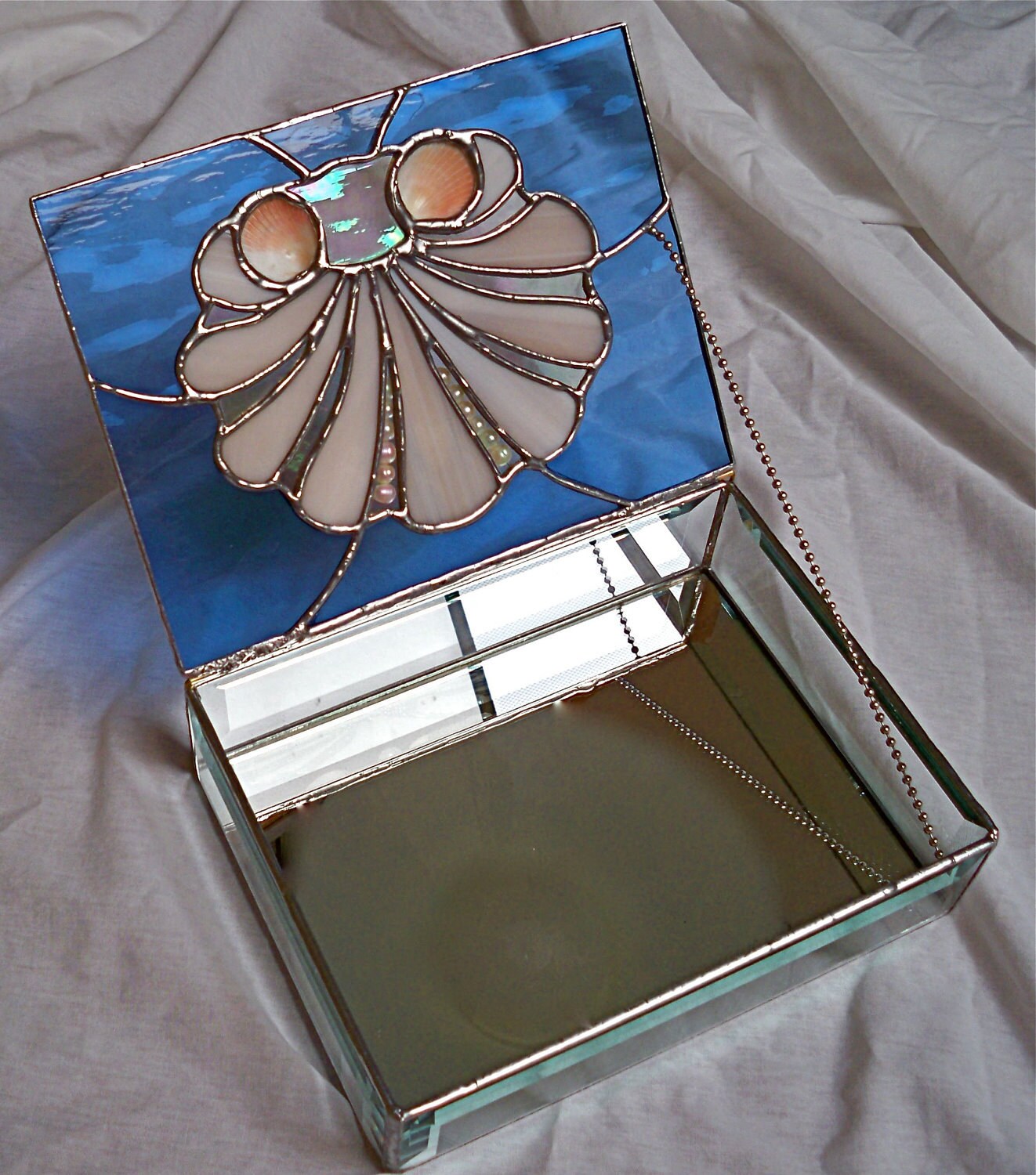 Stained Glass Jewelry Box Scallop Shell