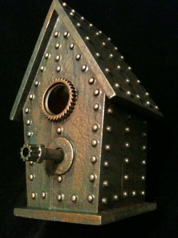 industrial steampunk birdhouse bronze copper oddity sculpture