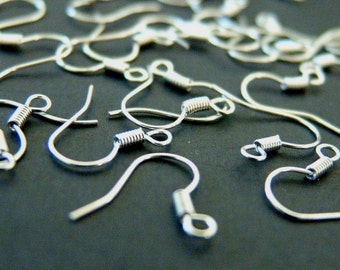 50pcs Silver Finish Earwire Hooks E113-S