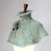 HandKnitted Capelet, Cowl, poncho Kid Mohair - Teal green, cream, blue - CAMELOT