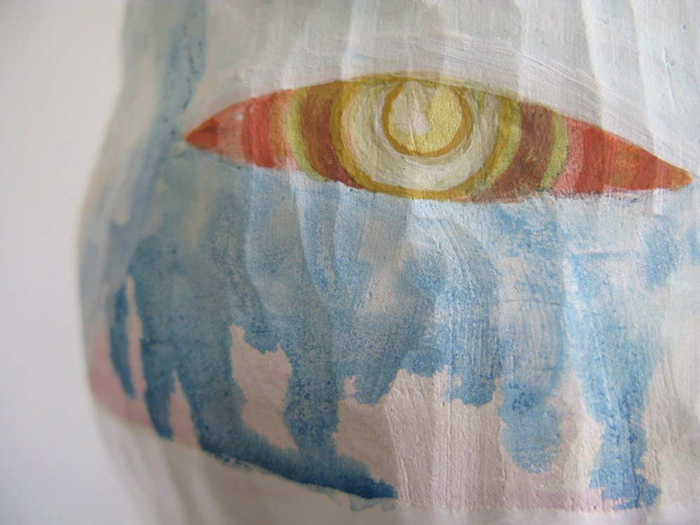 RESERVED Ceramic Sculpture City Head Mixed Media Art