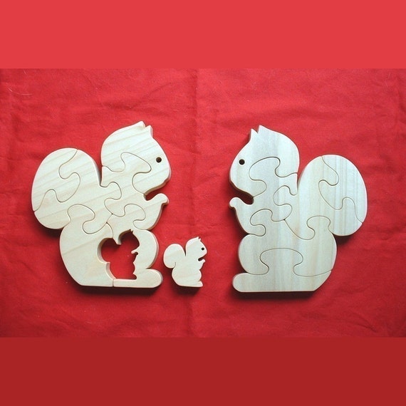 Items similar to SQUIRREL FAMILY - Childrens Wood Puzzle Game - New Toy ...