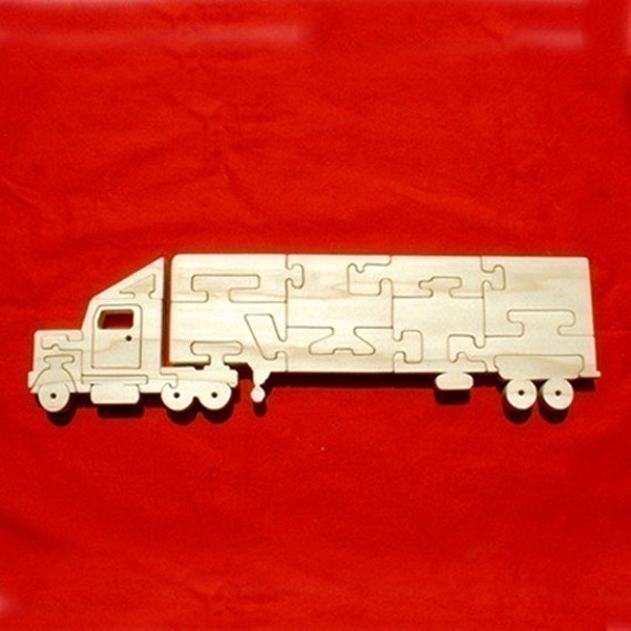 Semi 18-Wheeler Tractor Trailer Truck - Childrens Wood Puzzle Game - New Toy -