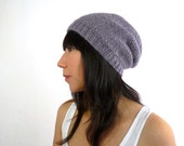 Phrygian Style Knit Slouch Hat in Lavender Gray Alpaca. Soft and Rustic. Spring / Fall / Back to School / Winter Fashion Handmade in France.