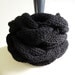 Chunky Knit Infinity Scarf in Black Merino Wool