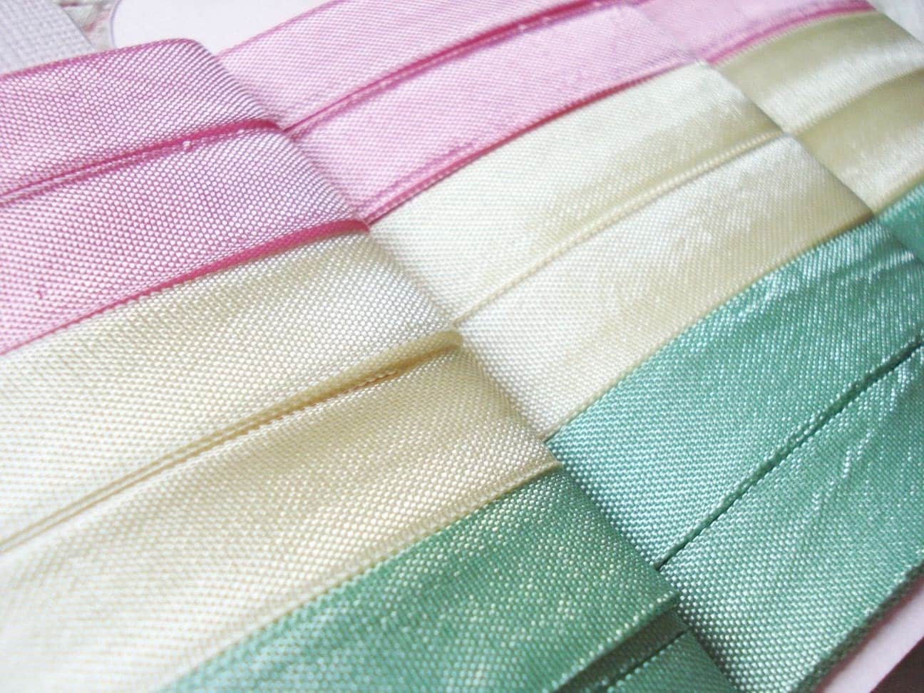 Pink Cream and Pale Green Seam Binding Ribbon for Spring