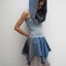 Mini hooded dress, square-circle skirt, halter dress, light powder blue