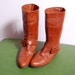vintage 70s buckle leather strap riding pixie pirate mid calf boots 6m