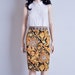 gold scarf print pencil skirt / ornate / medium / 44