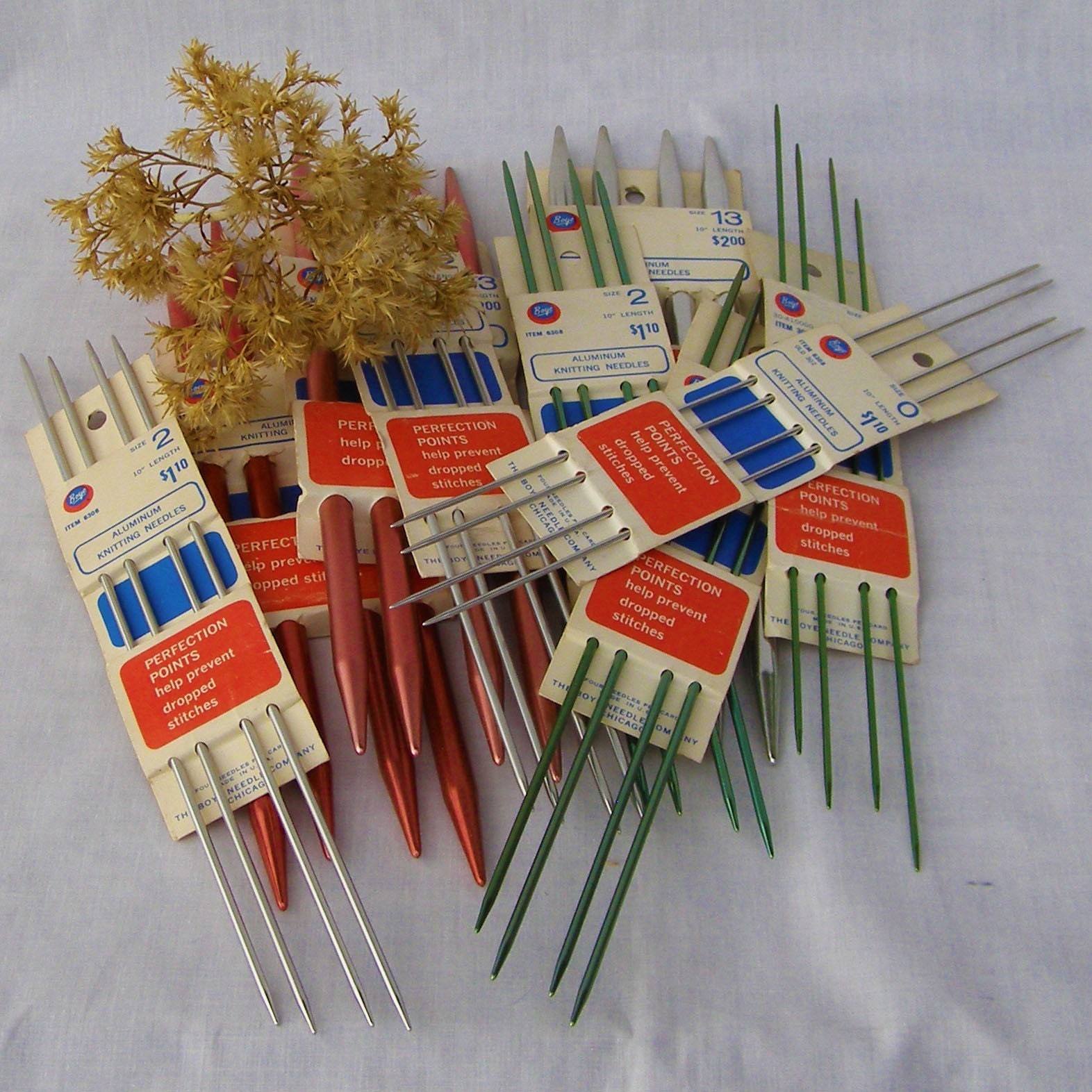 Vintage Boye Double Pointed 10 inch Knitting Needles Set in