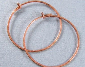 Hammered Copper Hoop Earrings