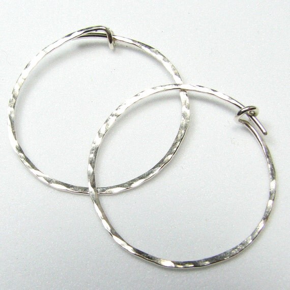 Sterling Silver Hammered Hoop Wire Earrings by WireYourWorld