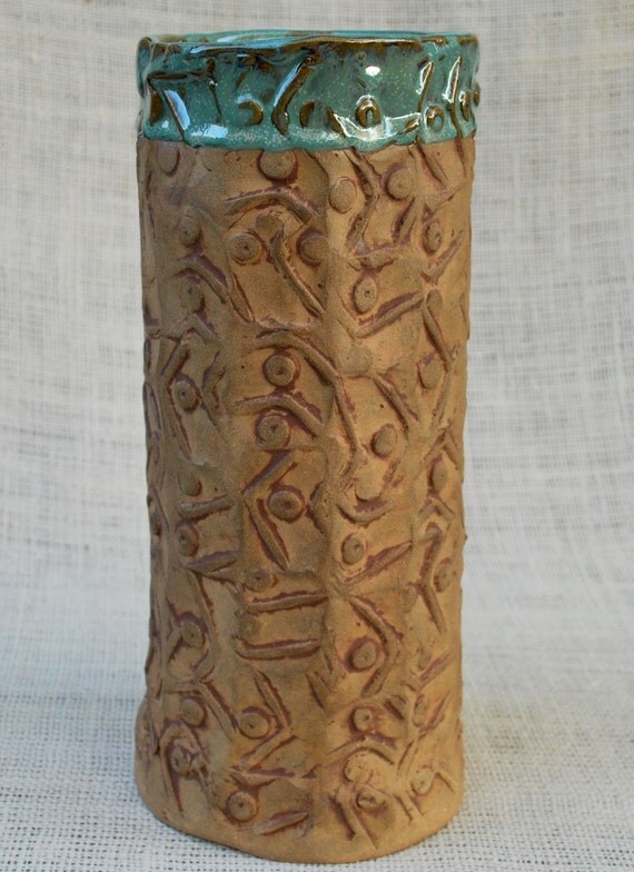 Textured Ceramic Vase/Hand Built Pottery