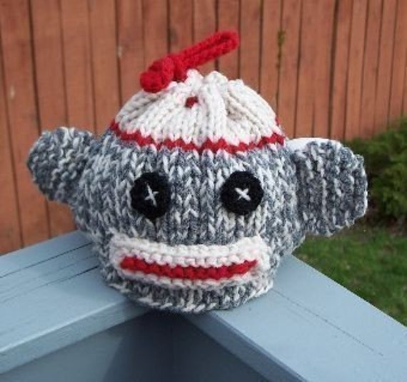 Knitted Sock Monkey Tea Cozy Pattern