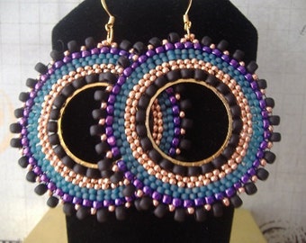 Large Hoop Earrings Big Bold Magnificent Seed Bead Hoop Earrings