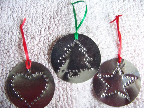 items similar to set of 3 tin punched christmas ornaments items similar to set of 3 tin punched christmas ornaments