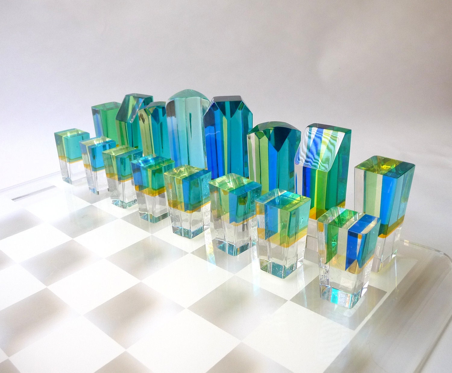 Modernist Lucite Chess Set Vasa Hollis Jones