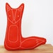 hand embroidered fox pillow in burnt orange