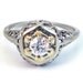 18K Antique Art Deco European Cut Diamond Filigree Engagement Ring