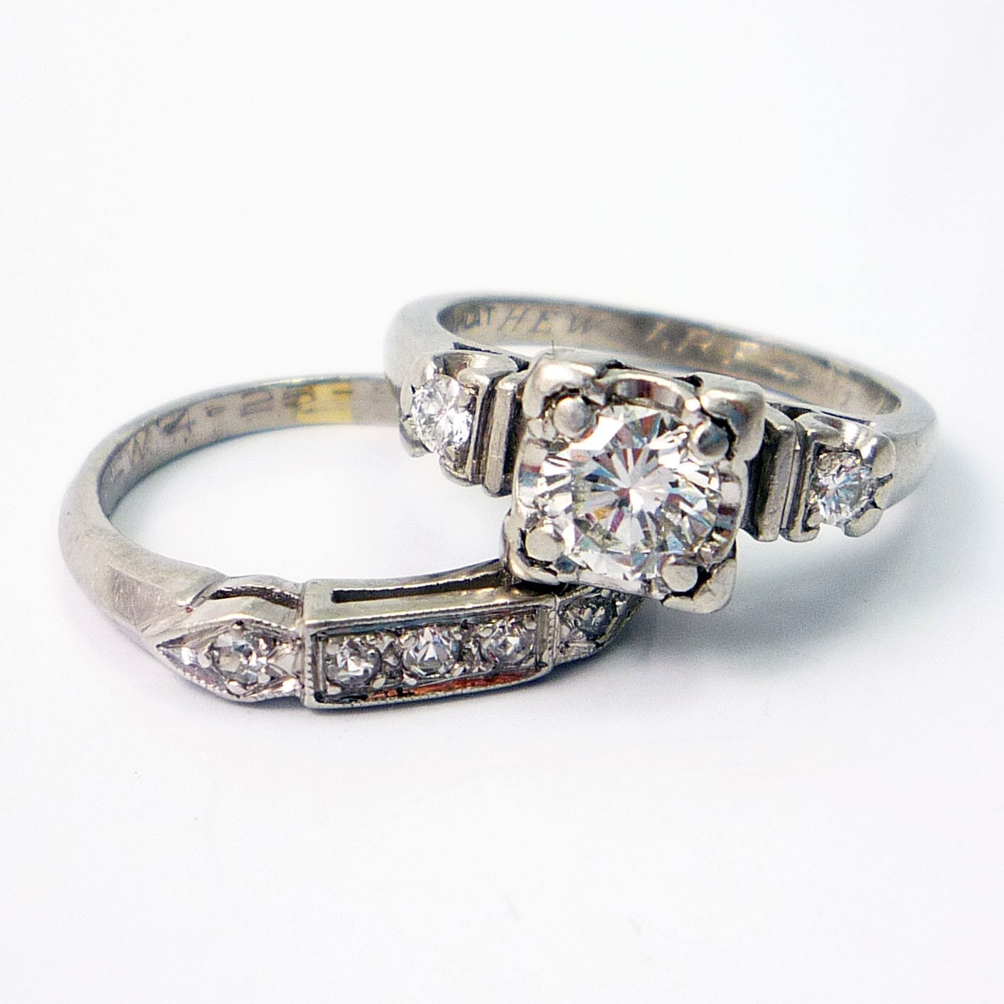 Platinum Vintage Retro 1940s Diamond Engagement Wedding Ring