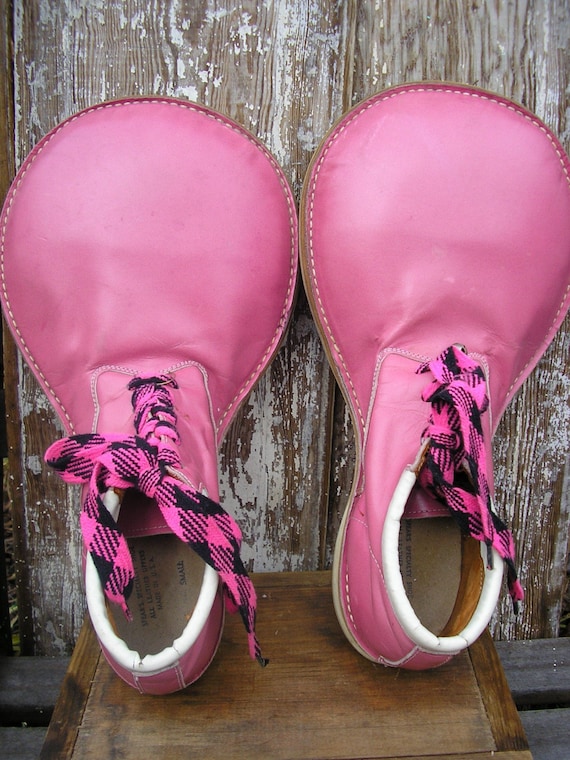 Vintage Clown Shoes Leather Size 9 Hot Pink Excellent