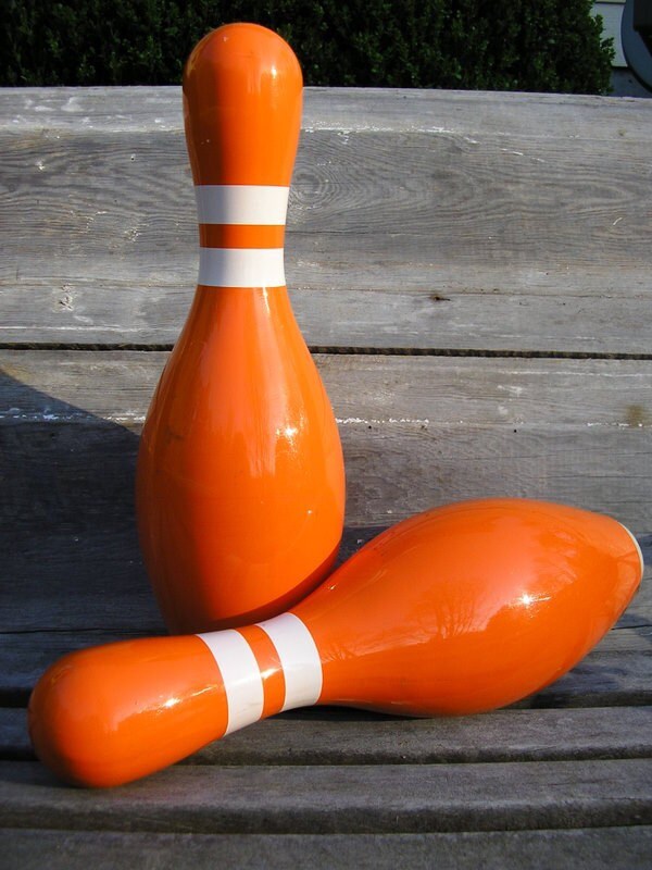 Vintage Orange Bowling Pins