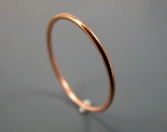 Recycled 14K rose gold ring - smooth stacking skinny ring (sizes 7-9.75)