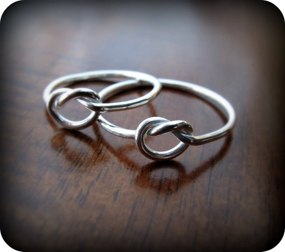 Friendship knot rings - best friends sterling silver rings (16 gauge)