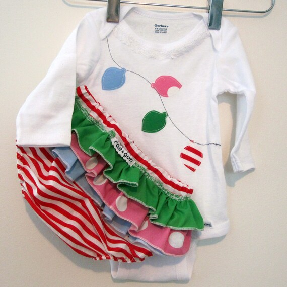 Items similar to Christmas Lights Long Sleeve Onesie With Ruffled