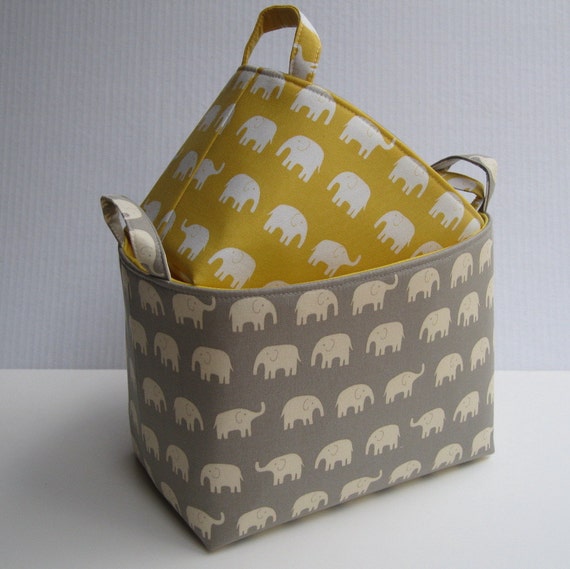 Items similar to Fabric Organizer Storage Container Bins Cream