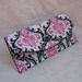 Fabric Clutch Wallet - Dark Pink and Black on White Damask